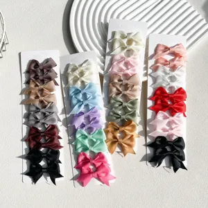 Grosgrain ribbon hair bows duckbill clips set sweet candy color hair accessories for daily use