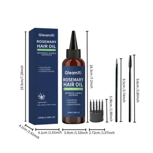 GleamXi Rosemary Hair Oil 100ml with Brush Set Natural Organic Hair Growth Treatment