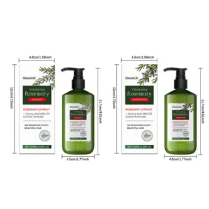 Rosemary hair care product size details, bottle and packaging dimension specification display view.