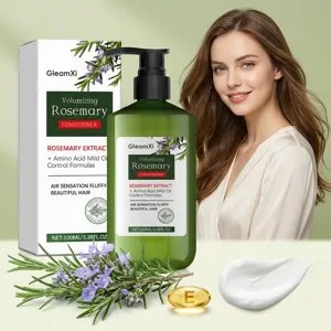 Rosemary conditioner detail view showing botanical extract ingredients and smooth cream texture clearly.