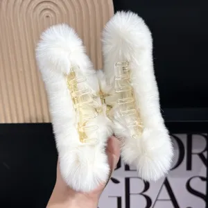 Gran pinza para el pelo esponjosa blanca invierno lindos accesorios de pelo de felpa mujeres.