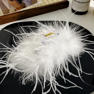 Große weiße Feder Haarklammer elegante flauschige Haarspaccessoire für Damen Styling Alltag