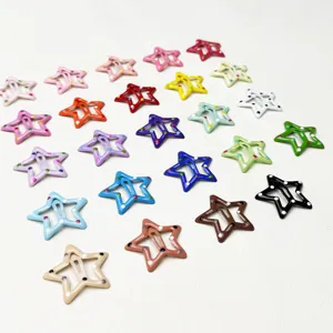 Colorful star hair clips with cute polka dot design, perfect sweet style side hairpins for daily wear.