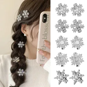 Winter Snowflake Pearl Hairpin Rhinestone Duckbill Clip Sweet Side Clip Hair Accessories For Women