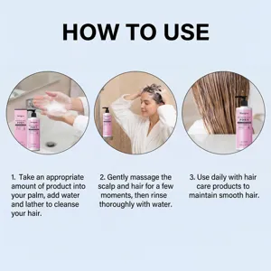 HOEGOA Rosemary PDRN shampoo detail showing step by step guide for smooth hair daily care.