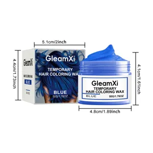 GleamXi temporäres Haarfärbewachs Detailansicht, 50g blaue Haarwachs Styling Produkt.