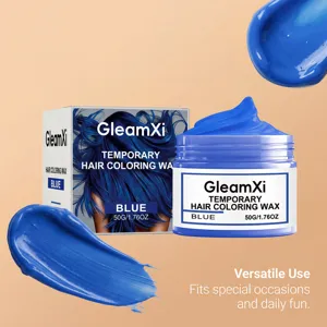 GleamXi temporäres Haarfärbewachs in leuchtendem Blau, 50g Dose für einfaches Styling und Farbe.