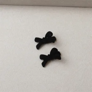 Black velvet bow hair clips, cute mini hairpins for side bangs and daily sweet hair styling.