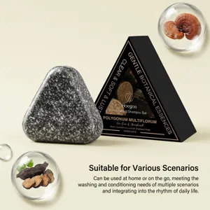 Shampoing solide HOEGOA Polygonum Multiflorum aux essences botaniques pour soins capillaires.