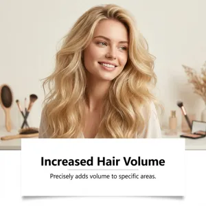 Detailed view of clip-in hair extensions showcasing natural wavy volume and lightweight feel.