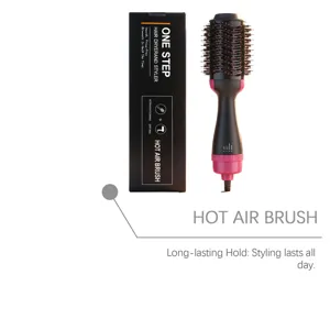 One-step hair dryer and volumizer hot air styling brush for professional hair care.