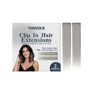 Silver Grey Clip In Hair Extensions Synthetic Hair Pieces Natural Straight Hair Extensions For Women Daily Styling Hair Accessories