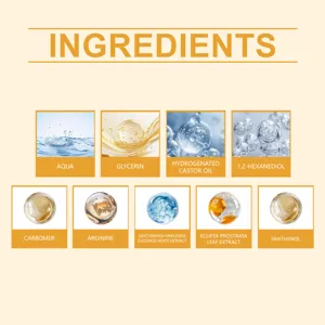 Detaillierte Haarpflege Essenz Inhaltsstoffe Liste mit pflanzlichen Extrakten und Formel.