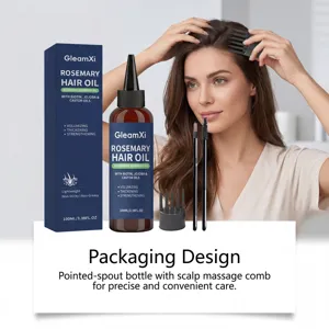 Rosmary hair oil with biotin and jojoba, 100ml bottle with scalp massage comb for daily care.