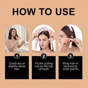 Heatless curling rod set in champagne pink, soft satin material for effortless overnight curls.