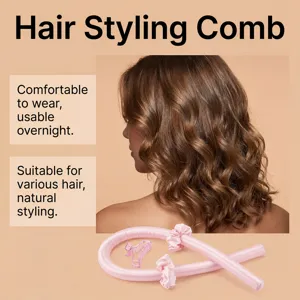Heatless curling rod set detail showing soft satin material and comfortable overnight styling.