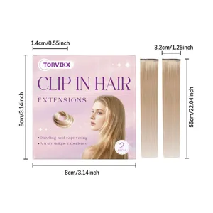 TORVIKX clip-in hair extensions in blonde, 2 pieces set, natural volume and length.