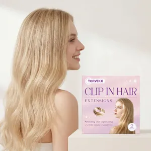 TORVIKX Clip-In Hair Extensions Flaxen Blonde Straight Synthetic High-Temperature Fiber Daily Hair Styling Tool Wearable Accessory