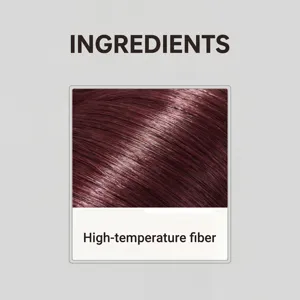 High-temperature fiber hair extension detail view showing smooth burgundy texture.