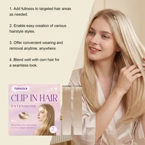 TORVIKX clip-in hair extensions in blonde, 2 pieces set for natural fullness and easy styling.