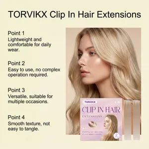 TORVIKX clip-in hair extensions in flaxen blonde offer lightweight comfort and smooth daily styling.