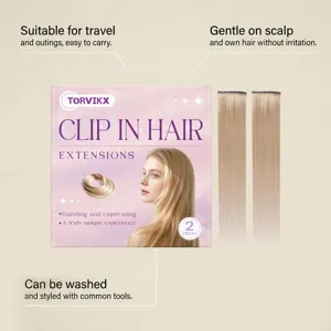 TORVIKX clip-in hair extensions ash blonde 2 pieces set for daily natural styling.