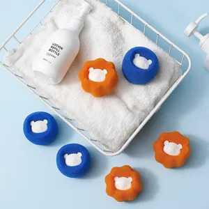 Simpatici palline da bucato in spugna con orsetto per evitare grovigli, peli e pelucchi.