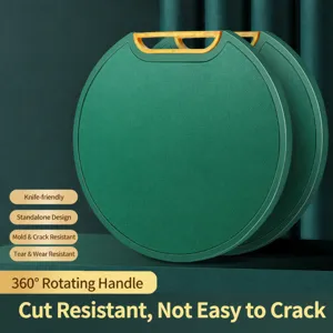 PE Plastic Round Cutting Board Antibacterial Mildew Proof Chopping Board With Handle For Kitchen Food Fruit And Vegetables