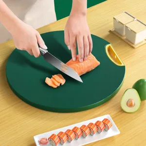 Round plastic cutting board anti-slip kitchen chopping board with handle for food prep use