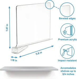 Klarer Acryl Regalteiler für Schrankorganisation, Kleiderschrank Trennwand, robuste Platten.