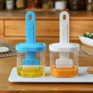Kitchen Oil Brush Bottle High Temperature Resistant Silicone Basting Brush Food Grade Oil Dispenser For BBQ Baking Cooking