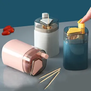 Automatic Pop Up Transparent Toothpick Holder Press Type Dustproof Toothpick Dispenser Container Home Kitchen Storage