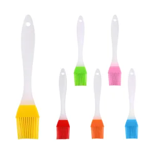 Silicone basting brush set for kitchen, food, BBQ, and baking with ergonomic handle.