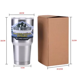 Stainless steel insulated tumbler 30oz vacuum travel mug with gift box and lid set.