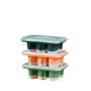 Bac à glaçons en silicone avec couvercle moule empilable pour glaçons faits maison et boissons.