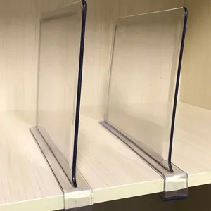 Klare Acryl Regalteiler für Schrank Organisation, transparente Kleidung Trennwand Ständer.