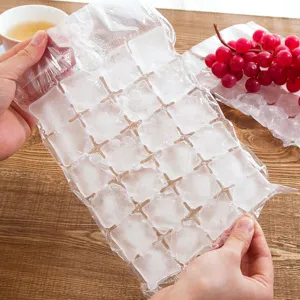 Disposable self-sealing ice cube bags for summer, clear plastic freezing mold pouch.