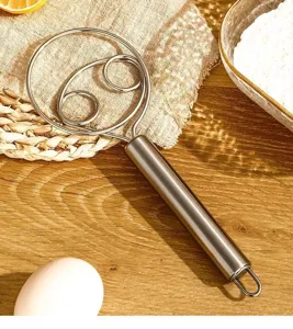 Fouet à pâte en acier inoxydable pour pain et pâtisserie, outil de mélange de farine.