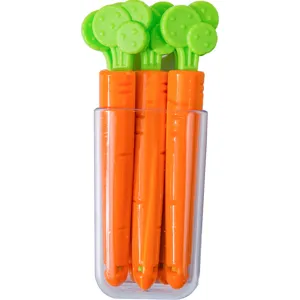Adorables pinces de fermeture pour aliments carotte avec boite de rangement pour collation cuisine.