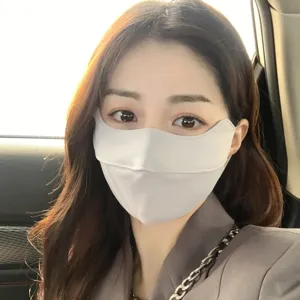 Ice silk sun protection face mask for women, breathable UV blocking cycling face cover shield.
