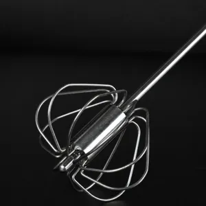 Stainless steel semi-automatic press whisk hand egg beater for cream mixing and baking tool.
