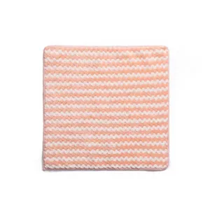 Thickened coral fleece cleaning cloth, wave pattern absorbent kitchen dish towel for home use.