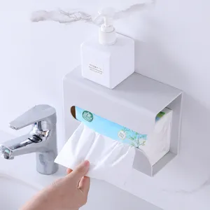 Wall-mounted tissue box holder, durable ABS plastic paper towel dispenser for bathroom and kitchen use.