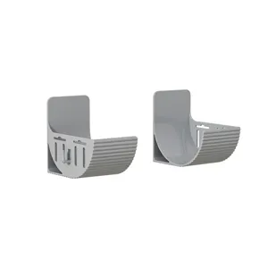 Grey plastic wall-mounted storage rack organizer set of two, clean modern minimalist design.