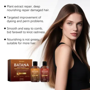 Kit shampooing et après-shampoing Zyvarn Batana multi-effet pour réparation et douceur.