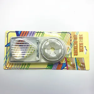 2-in-1 edelstahl eierschneider und eierteiler mit gelber blisterverpackung für die küche