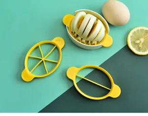 3-in-1 multi-functional egg slicer kitchen gadget with stainless steel wires for cutting eggs.