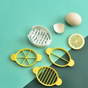 Multifunctional Egg Slicer Plastic 3-in-1 Egg Cutter with Slicing Dicing Wires Kitchen Gadget Tool for Boiled Eggs