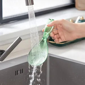 Green translucent standing rice paddle non-stick kitchen spoon for daily cooking use