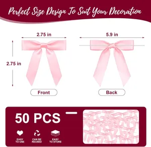 50 pcs pink satin ribbon bows for party diy candy bag gift wrapping cake decoration